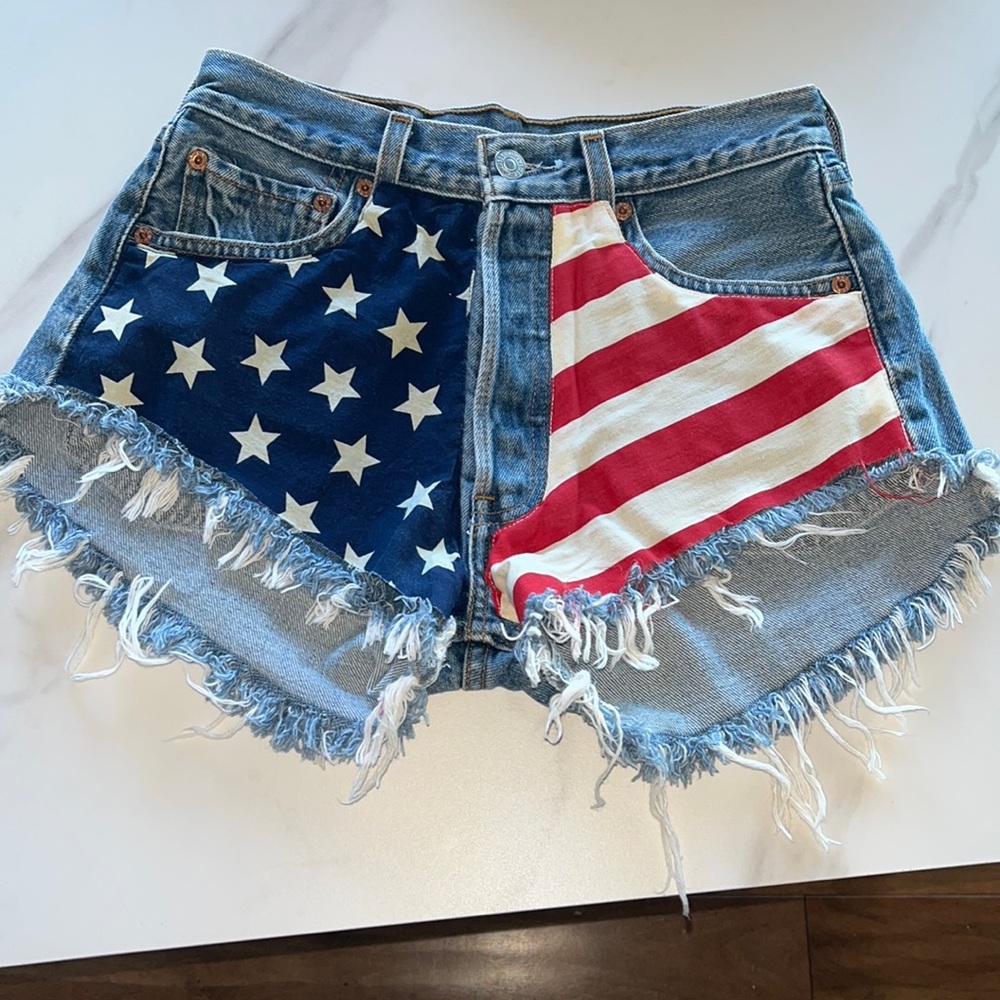 Levi American flag denim shorts